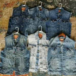 Levi Strauss Blue Denim Sleeveless Men Vests sz M